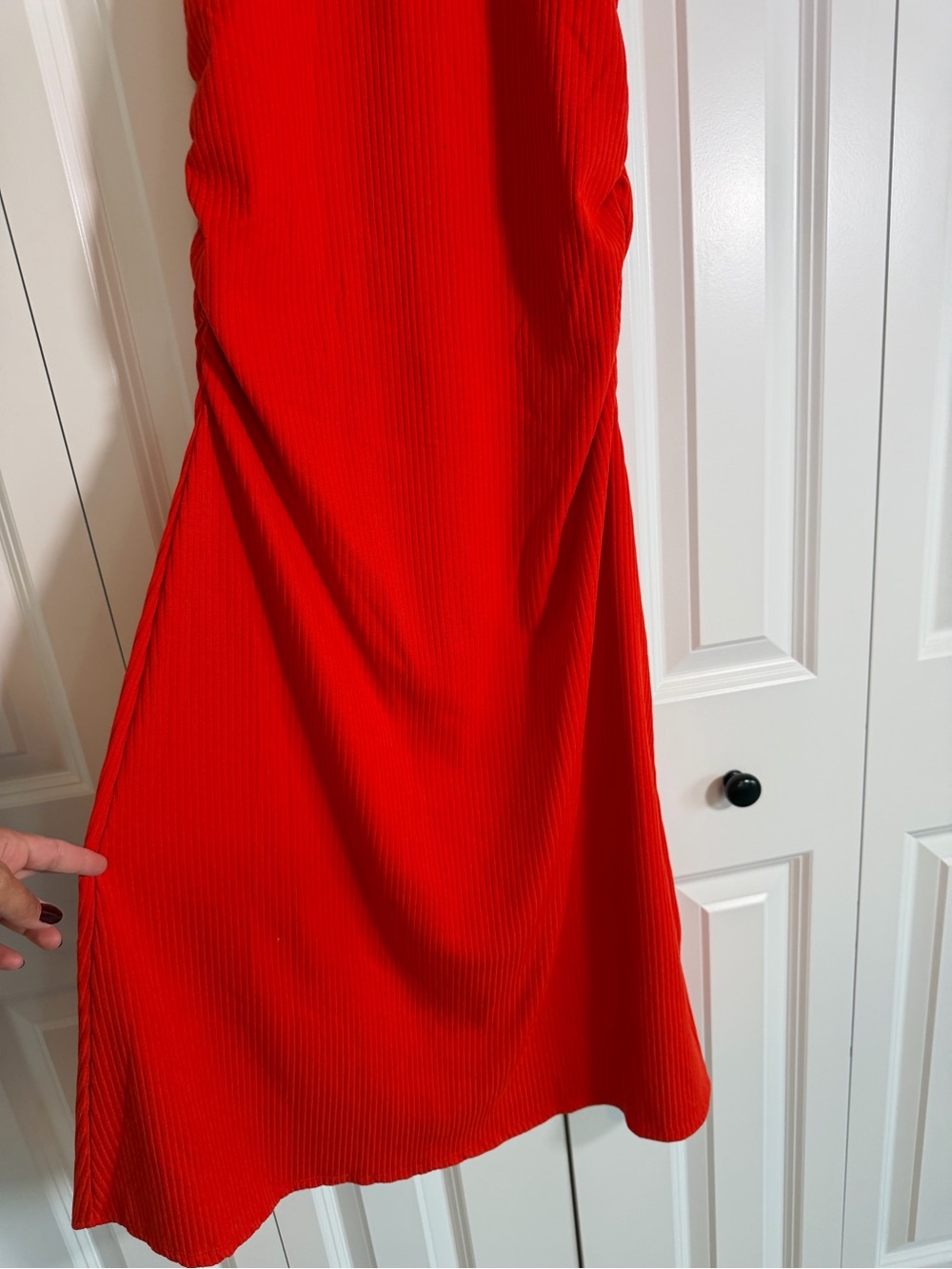 A New Day Vibrant Red Ribbed Midi Dress